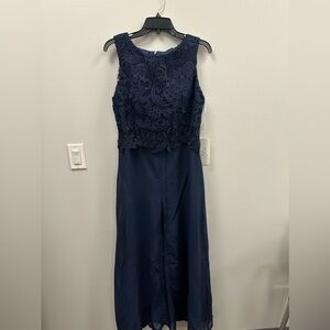 Elegant Navy Wide Leg Jumpsuit